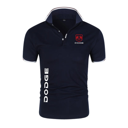 Camisa Polo-Dodge Impressão Verão Masculino Manga Respirável Camiseta Polos