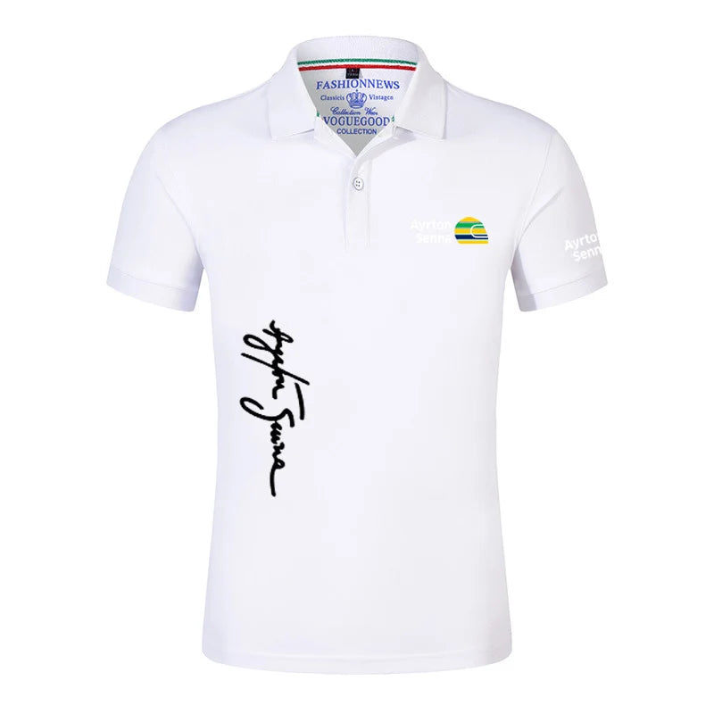 Camisa Polo Ayrton Senna Verão Casual Manga Curta,Polo