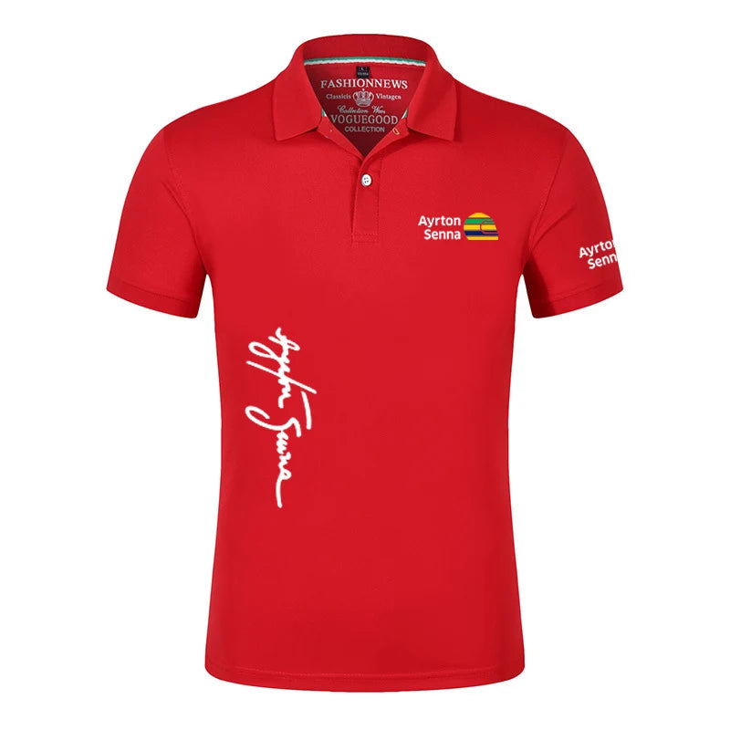 Camisa Polo Ayrton Senna Verão Casual Manga Curta,Polo