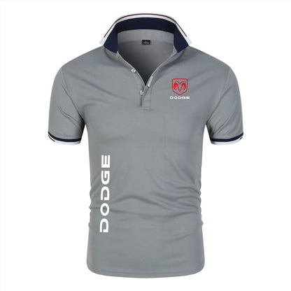 Camisa Polo-Dodge Impressão Verão Masculino Manga Respirável Camiseta Polos