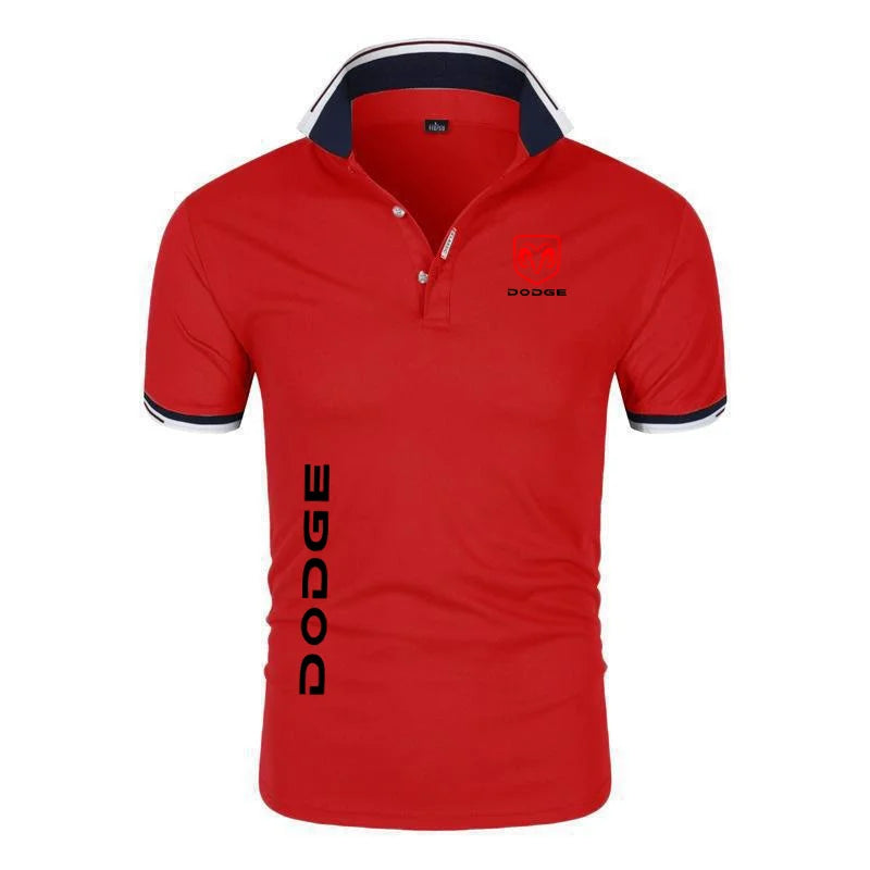 Camisa Polo-Dodge Impressão Verão Masculino Manga Respirável Camiseta Polos