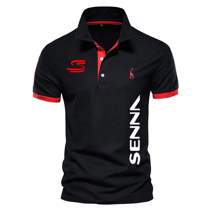 Camisa Polo Ayrton Senna Masculina Casual Algodão Luxo Manga Curta