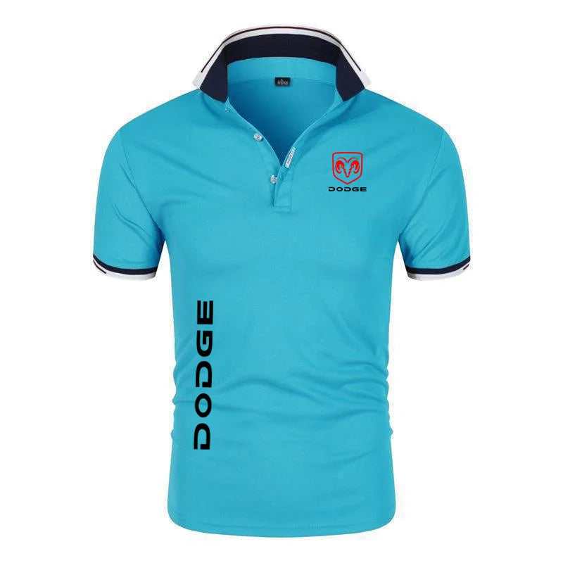 Camisa Polo-Dodge Impressão Verão Masculino Manga Respirável Camiseta Polos