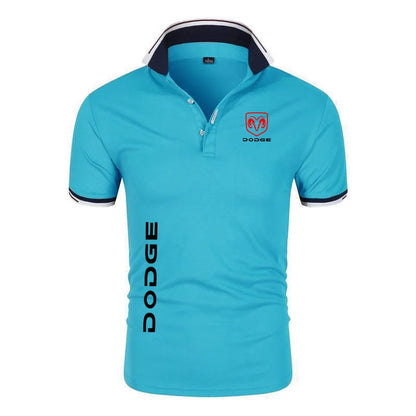 Camisa Polo-Dodge Impressão Verão Masculino Manga Respirável Camiseta Polos