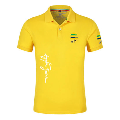 Camisa Polo Ayrton Senna Verão Casual Manga Curta,Polo