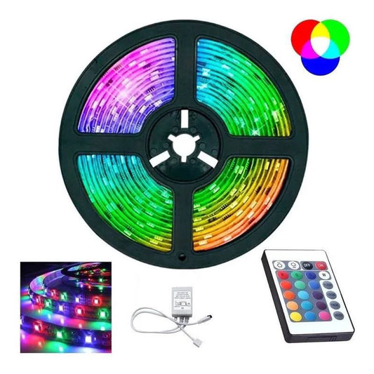 Fita Led Rgb 3528 Colorida 5m + Controle 300 Led