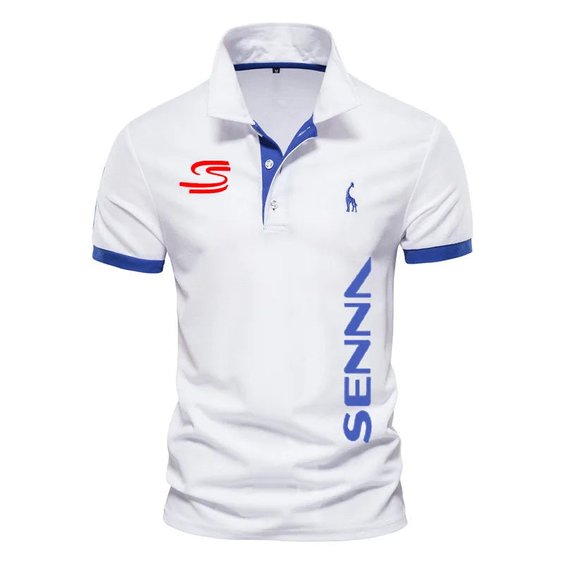 Camisa Polo Ayrton Senna Masculina Casual Algodão Luxo Manga Curta