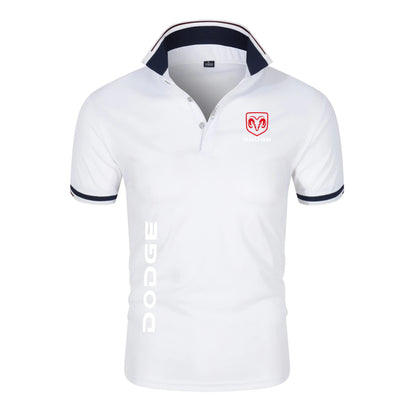 Camisa Polo-Dodge Impressão Verão Masculino Manga Respirável Camiseta Polos