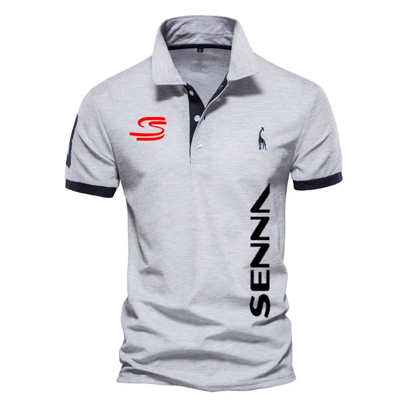 Camisa Polo Ayrton Senna Masculina Casual Algodão Luxo Manga Curta