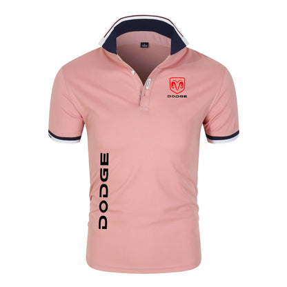 Camisa Polo-Dodge Impressão Verão Masculino Manga Respirável Camiseta Polos