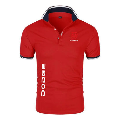 Camisa Polo-Dodge Impressão Verão Masculino Manga Respirável Camiseta Polos