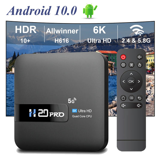 TV Box Allwinner H616 2.4G/5G Wifi Support 1080P Video 4K Global Version H20PRO Android 10